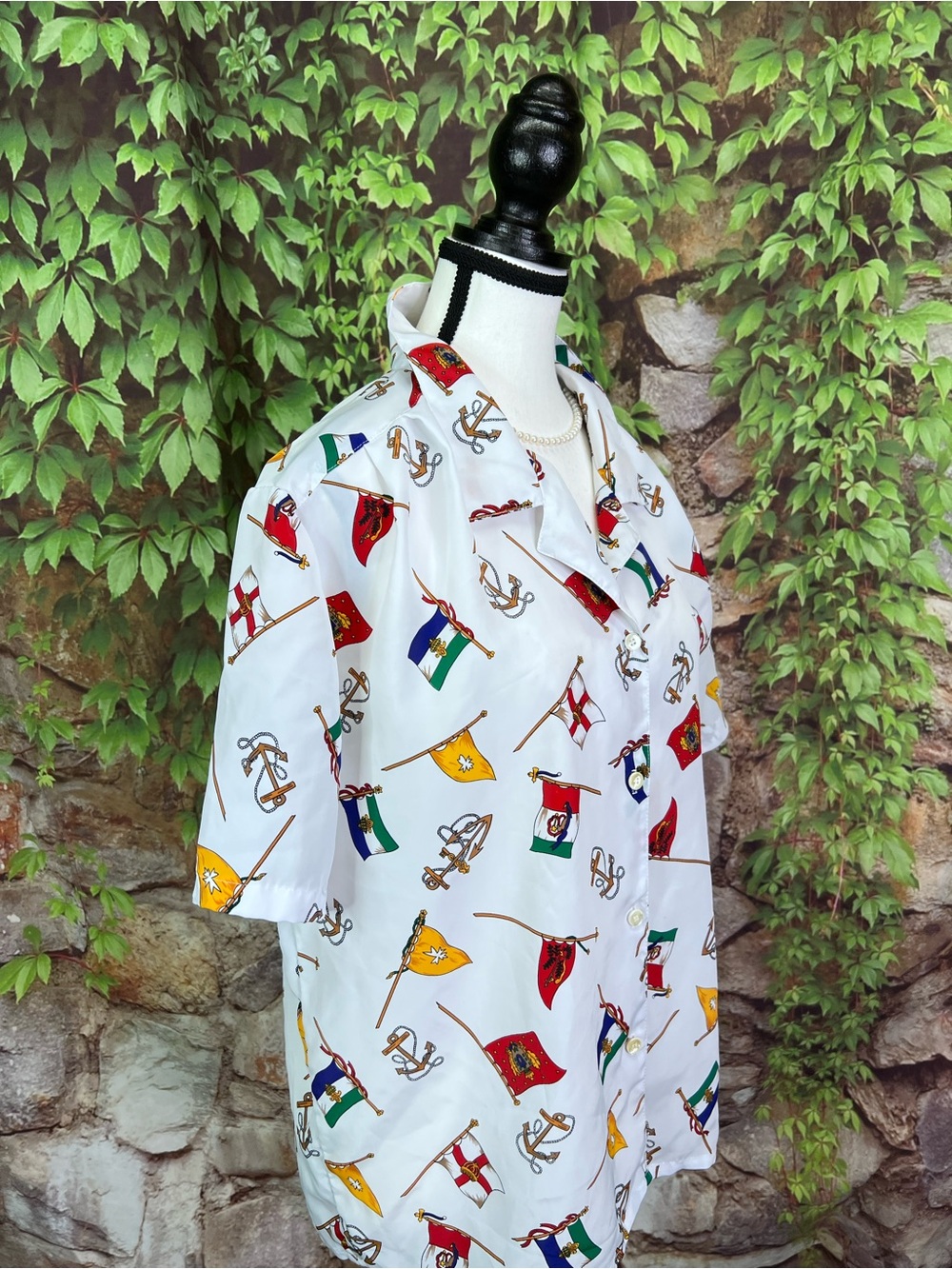 VINTAGE IMPRESSIONS OF CALIFORNIA Nautical/Coastal/Preppy Signal Flag Blouse, 14 - Picture 8 of 10